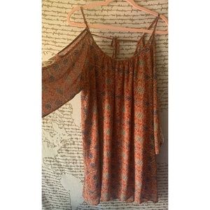 UMGEE+ orange and blue shoulder-less dress